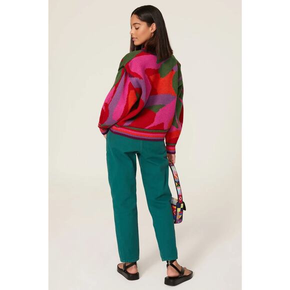 FARM Rio Abstract Scarf Sweater Size Large - Picture 4 of 9